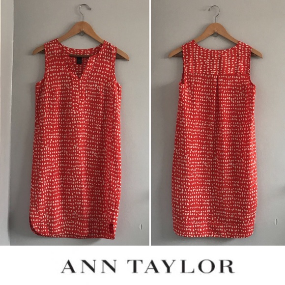 Ann Taylor Factory Dresses & Skirts - 🏝️ Ann Taylor Factory Sleeveless Dotted Shift Dress in Orange • XS